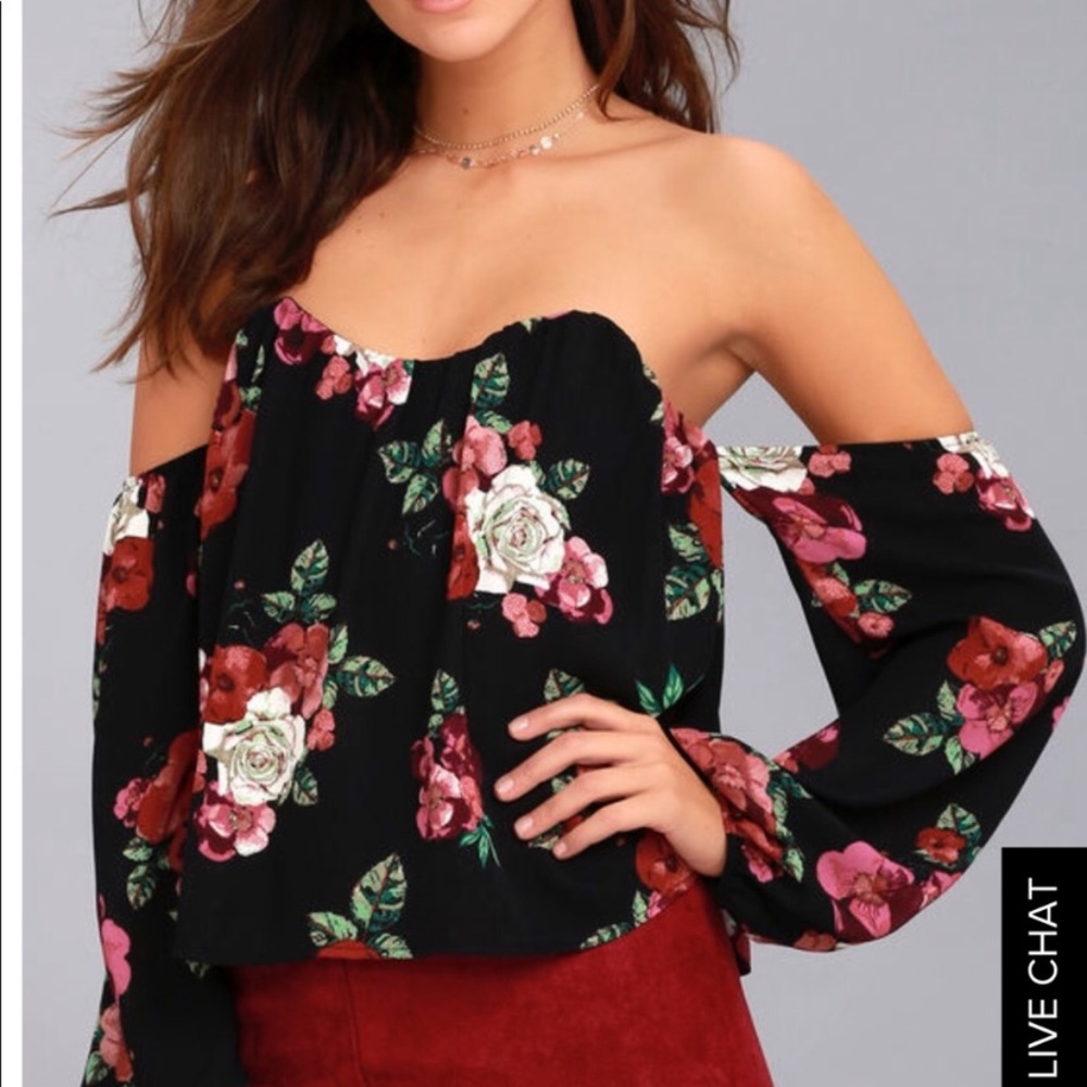 Lulus black floral top size M